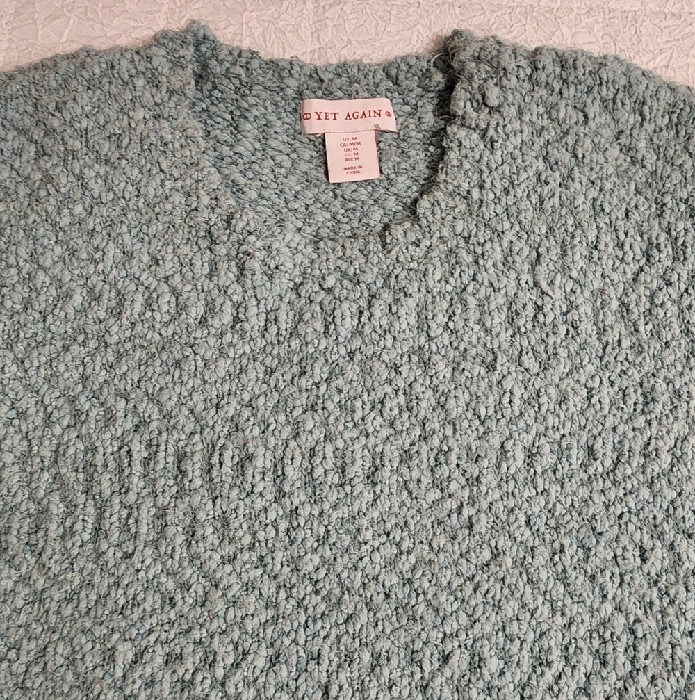Yet Again Sz M Cozy Chunky Lt Aqua Blue Sweater